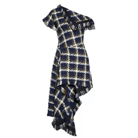 💙 MONSE Fringe Tweed Asymmetric Maxi Midi Dress 6 - Picture 9 of 11